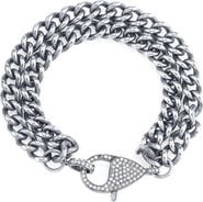 Sheryl Lowe Double Curb Chain Bracelet With Diamond Lobster Clasp