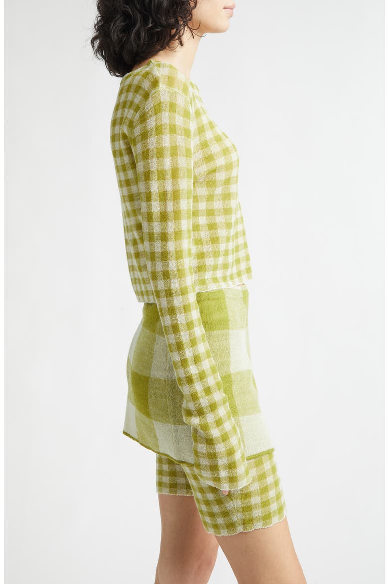 Gingham Check Wool Boatneck Sweater, Alternate, color, SPROUT