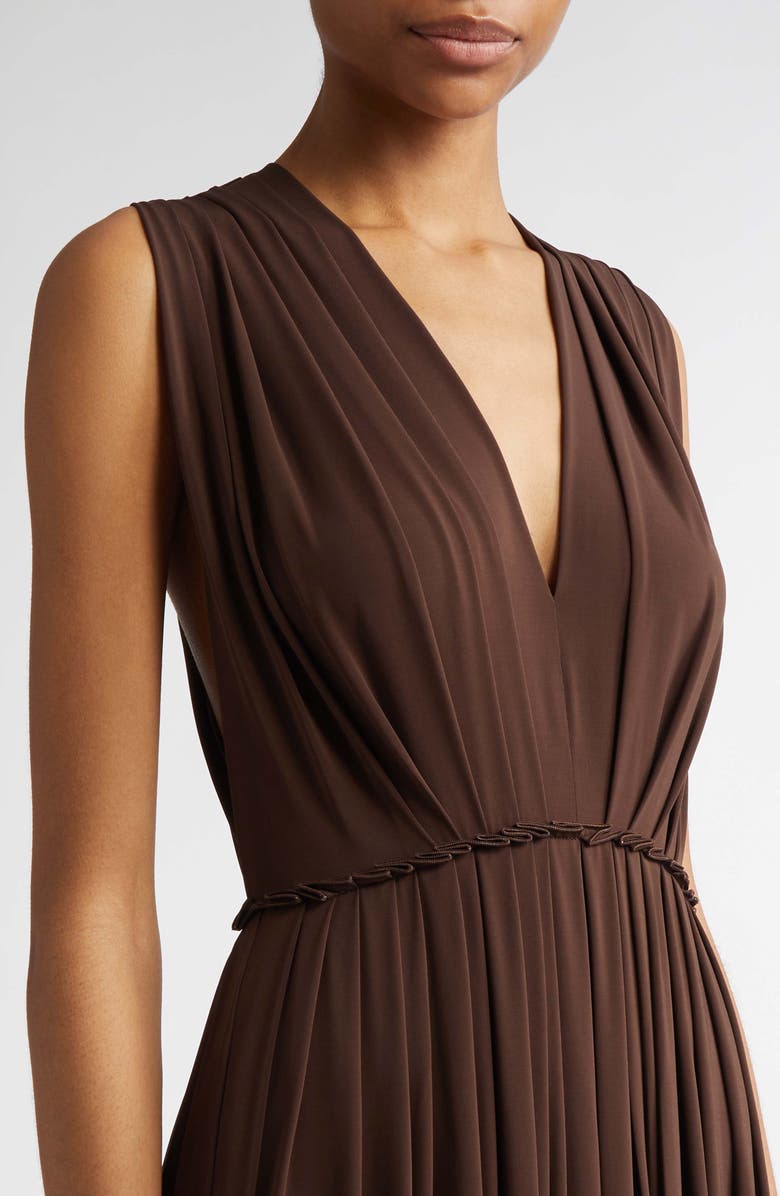 Max Mara Walter Pleated Jersey Dress, Alternate, color, Coffee