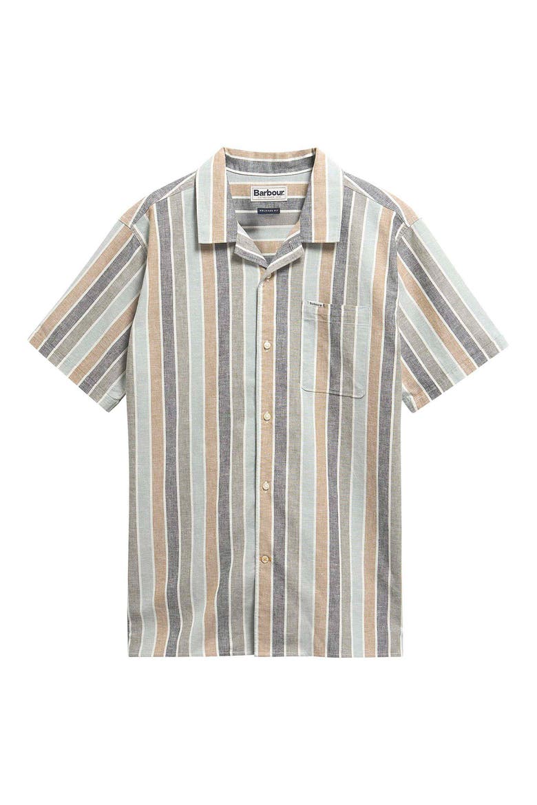 Hayton Stripe Slub Cotton & Linen Camp Shirt, Alternate, color, DUSTY SLATE