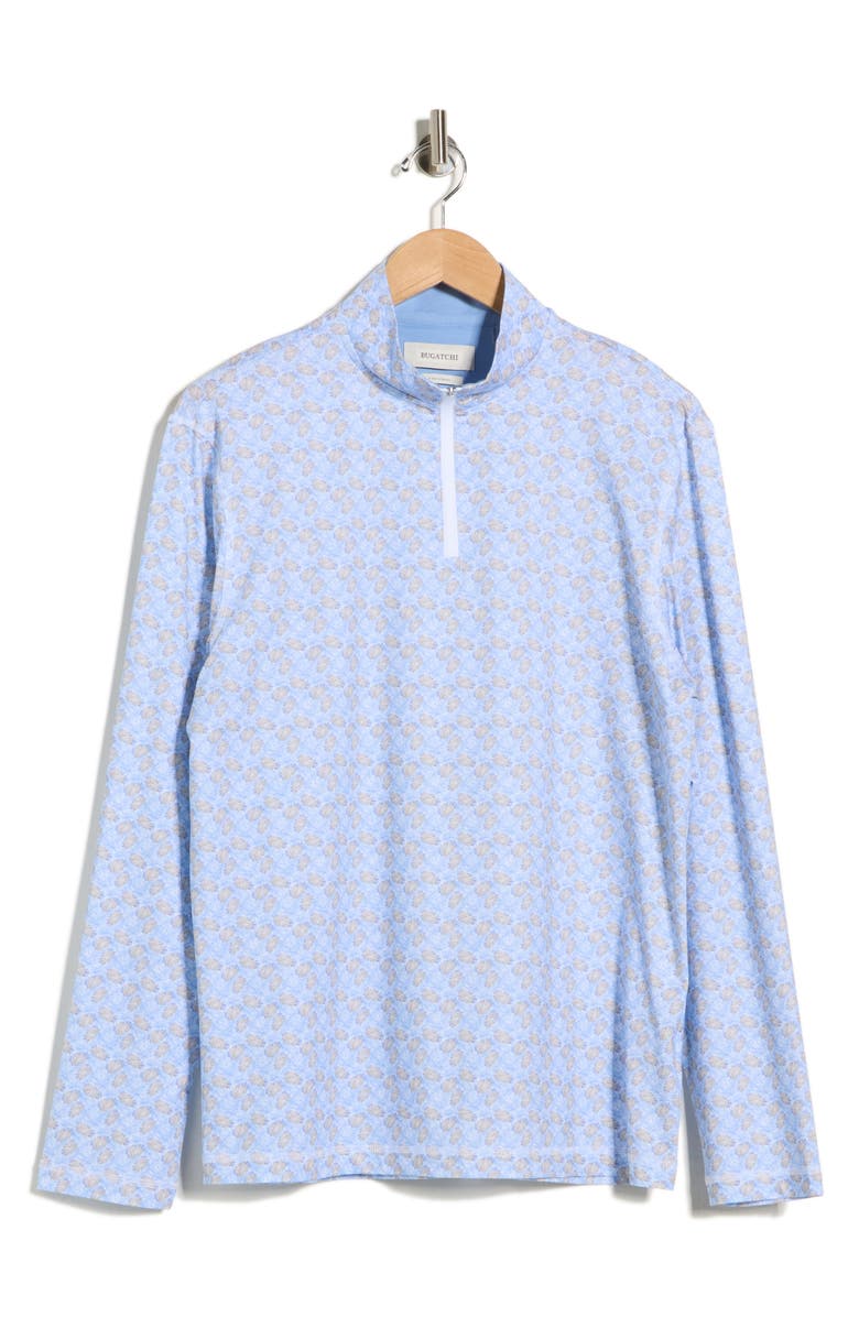 Bugatchi Long Sleeve Quarter Zip Pullover, Main, color, Air Blue