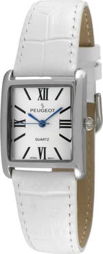 Peugeot Roma Tank Leather Strap Watch - 26x32MM