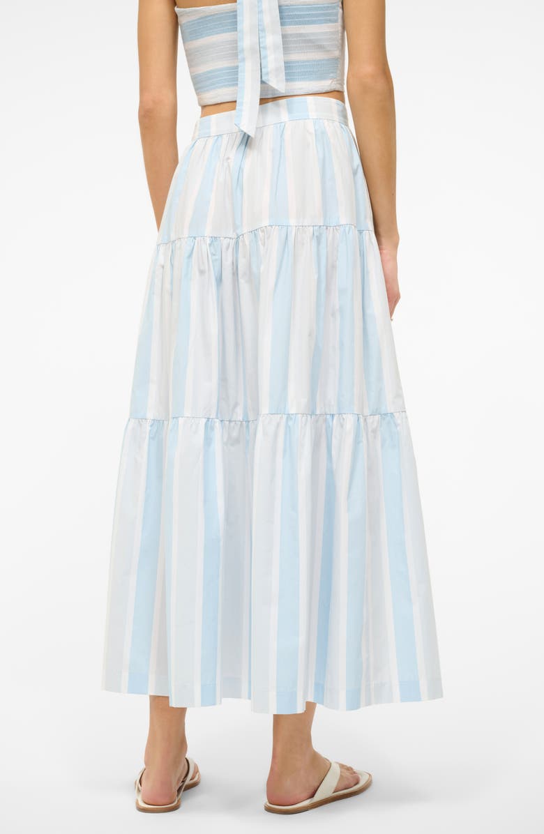 STAUD Sea Stripe Tiered Maxi Skirt, Alternate, color, Adriatic Stripe