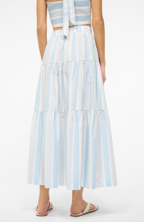 Staud Sea Stripe Tiered Maxi Skirt In Adriatic Stripe