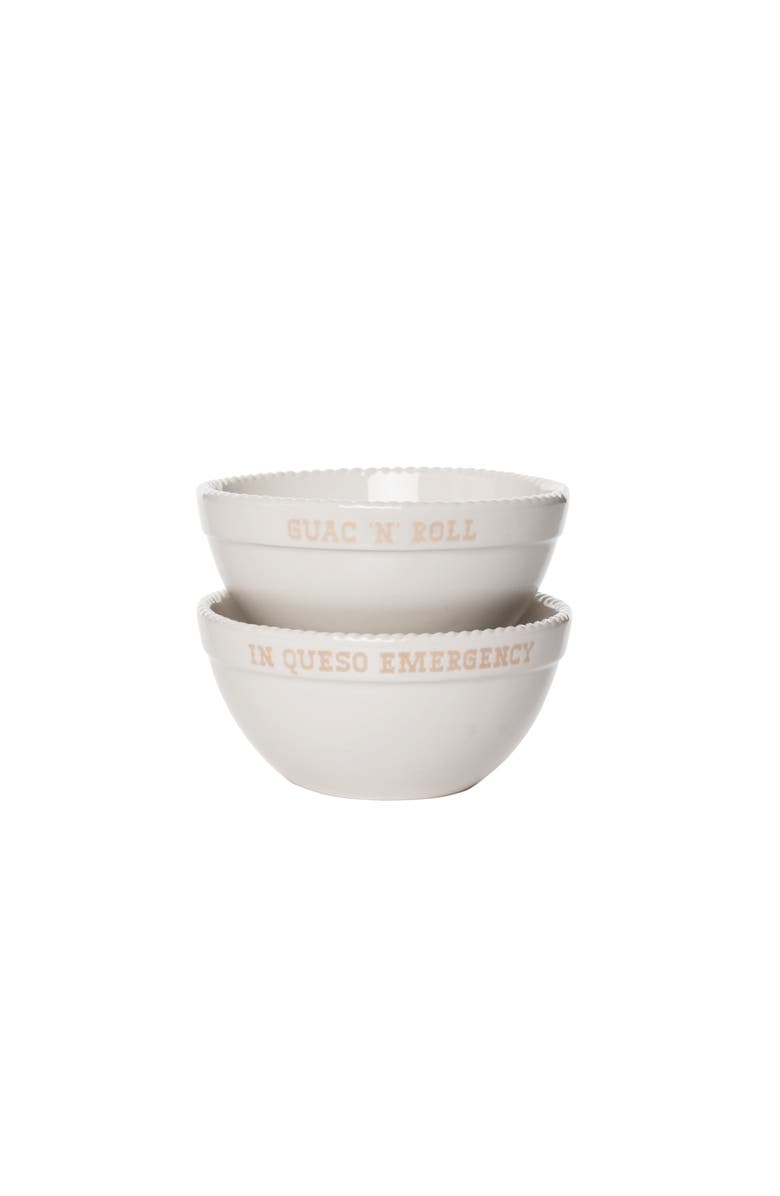 Totalee Gift Queso/Guac Bowls Set of 2 Ceramic White 13.5 oz, Main, color, White