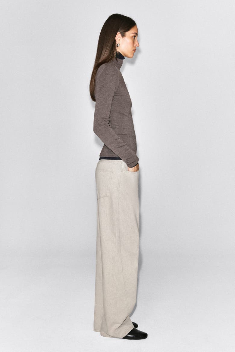 Seamless Merino Wool Zip-Up Top, Alternate, color, LIGHT-BROWN MÉLANGE