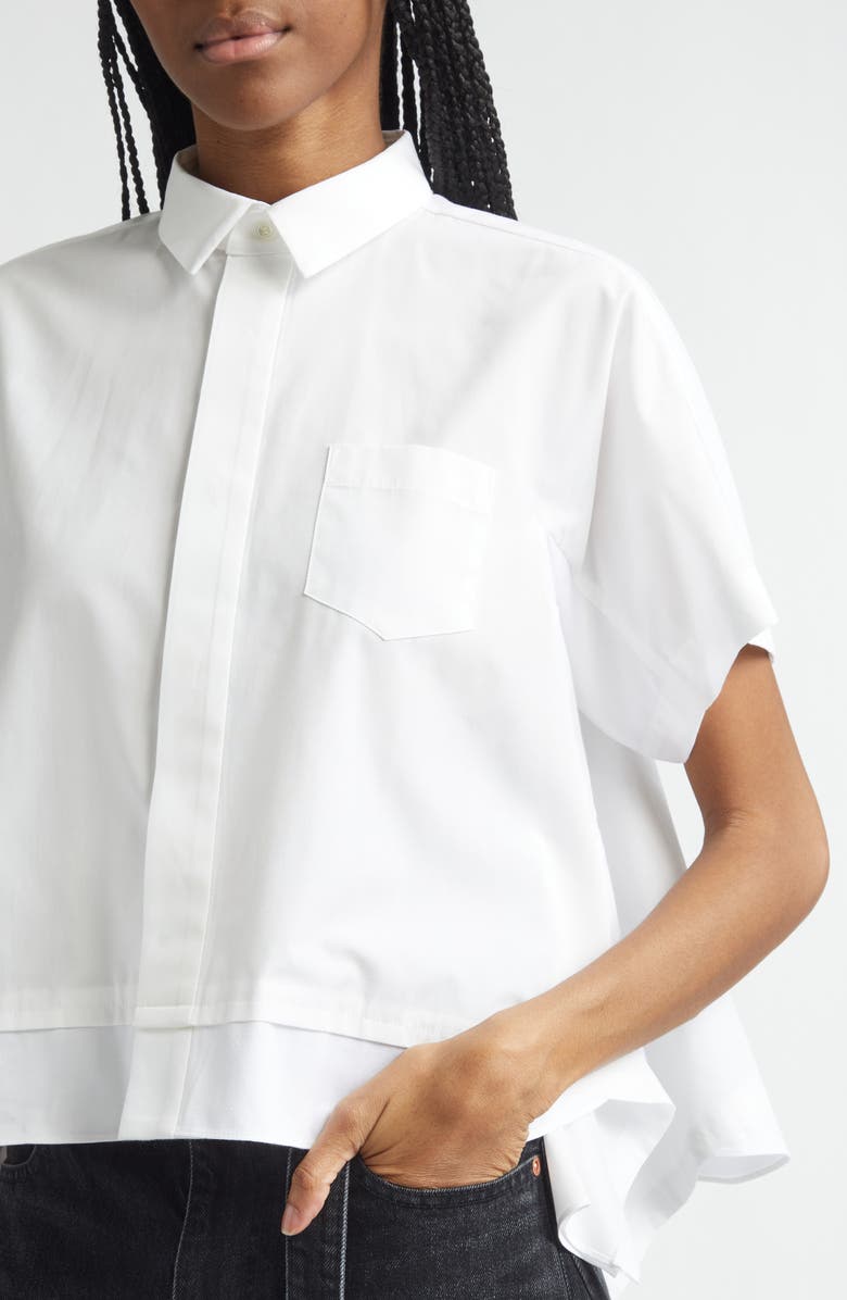 Sacai Poplin Shirt, Alternate, color, Off White