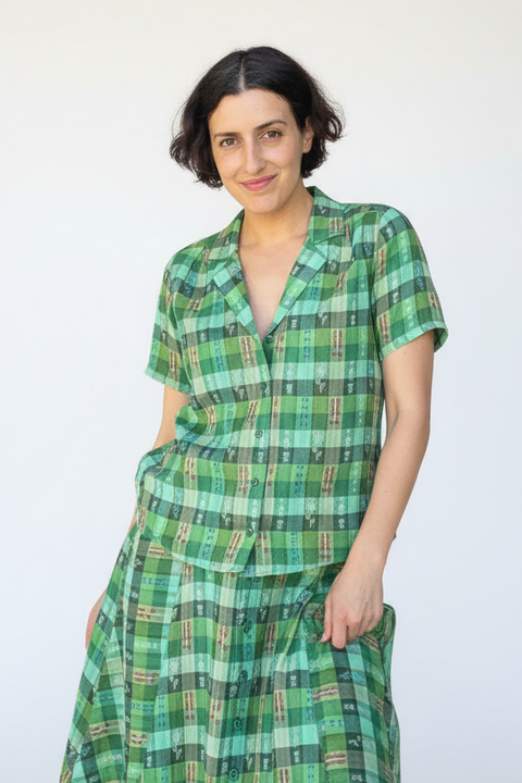 Tasi Notched Collar Button-up Shirt