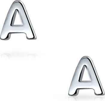 BLING JEWELRY Sterling Silver Capital Block Alphabet Letter Earrings ...