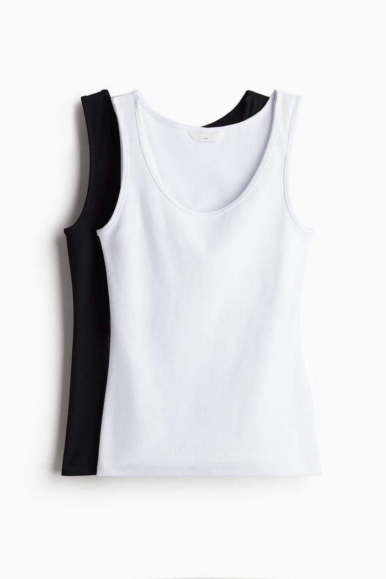 Mama 2-pack Nursing Vest Tops, Alternate, color, White/black