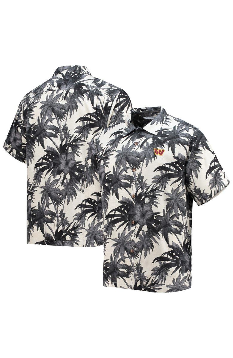 Tommy Bahama Men's Tommy Bahama Black Washington Commanders Sport Harbor Island Hibiscus Camp Button-Up Shirt, Main, color,
