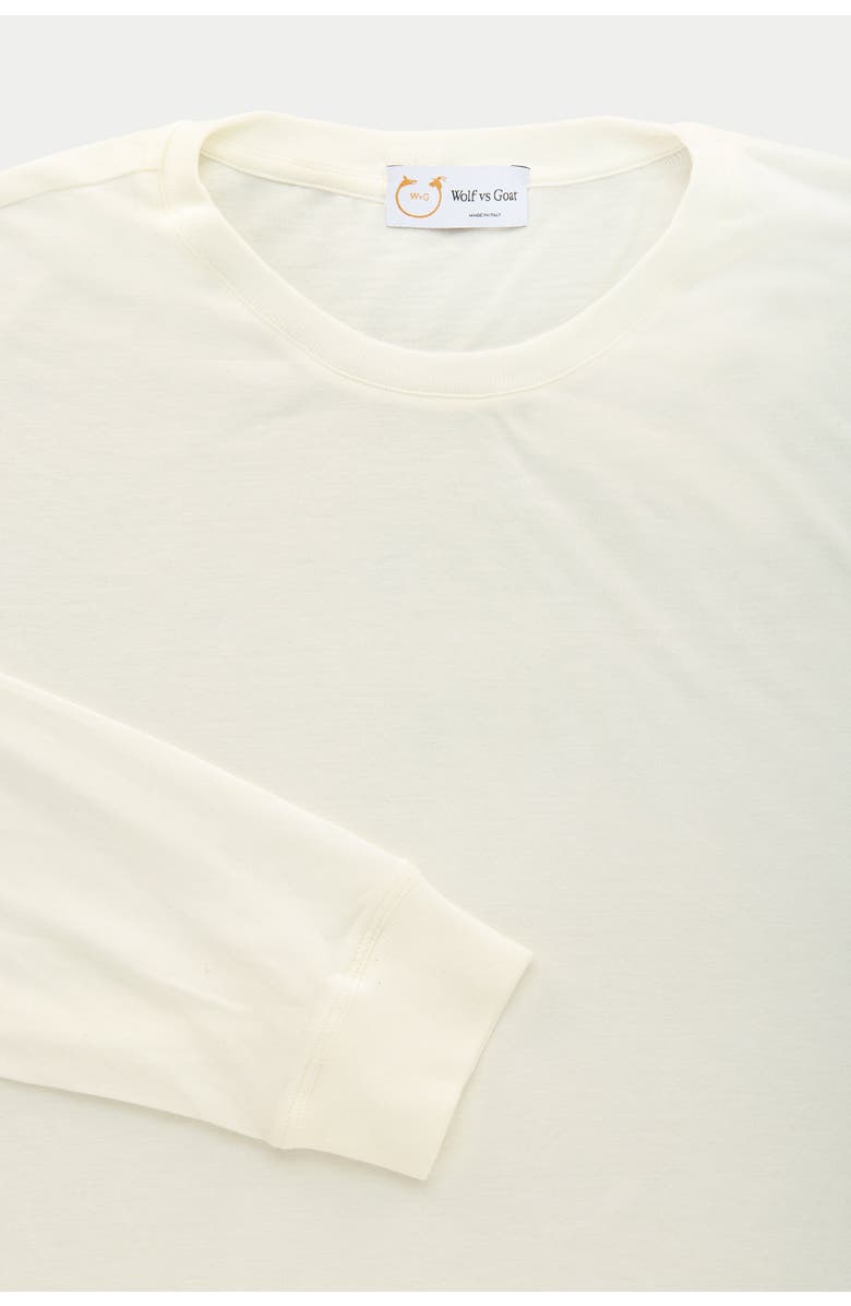 Wolf Vs. Goat (WvG) Light Weight viscose Sorona Long Sleeve Crew Neck T-Shirt, Alternate, color, Milk Frost
