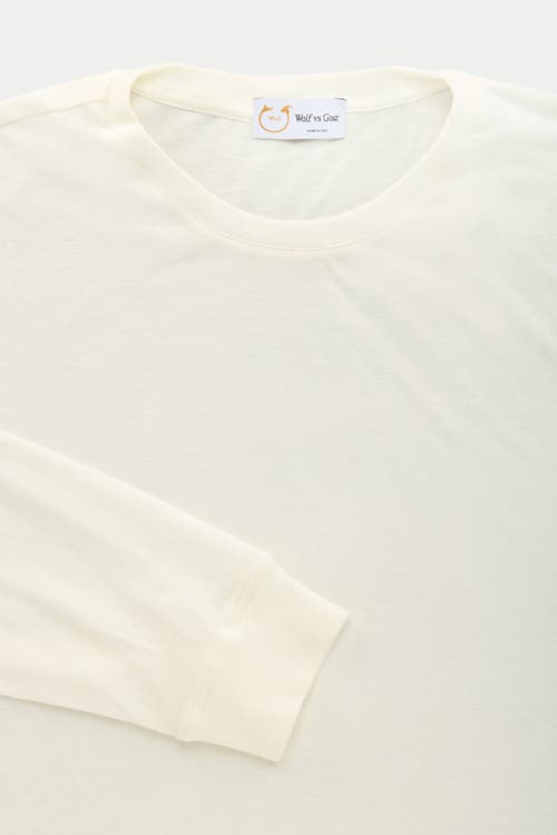 Wolf Vs. Goat (wvg) Light Weight Viscose Sorona Long Sleeve Crew Neck T-shirt In White
