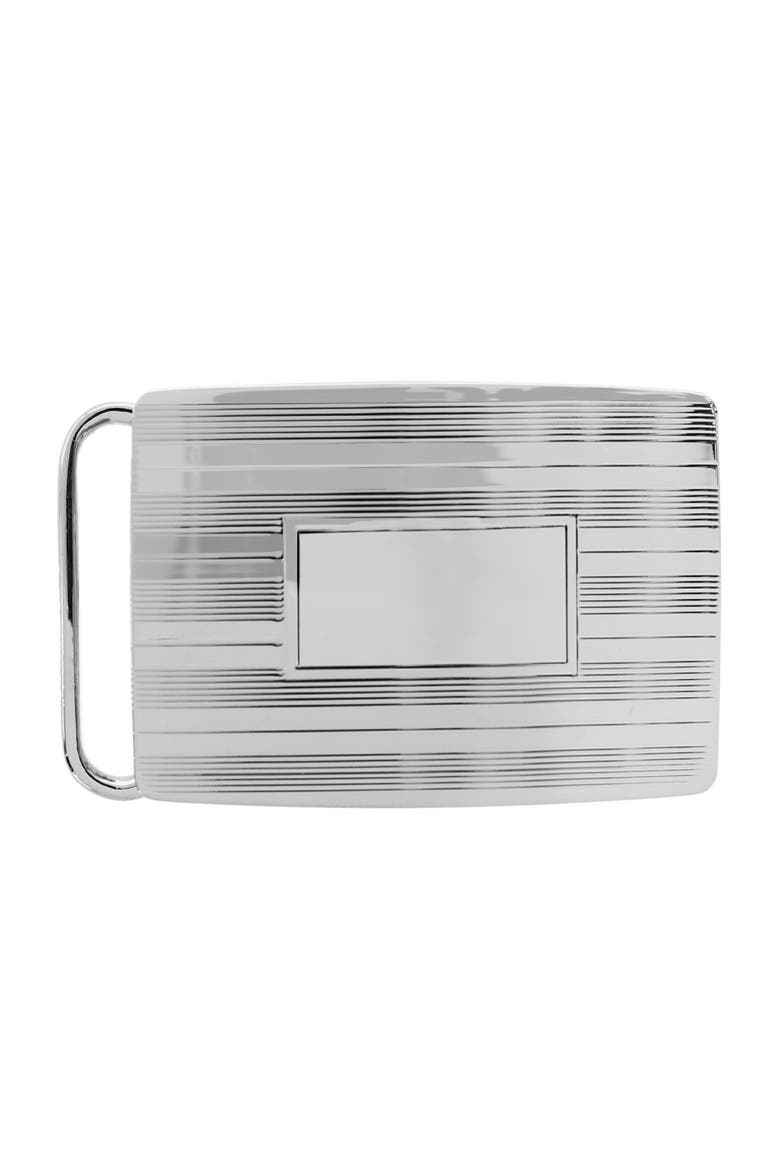 30mm Engine Turned Rhodium Compression Belt Buckle, Main, color, Silver