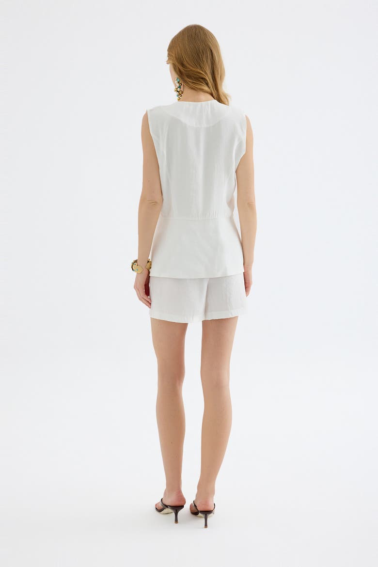 Anaelle Gold Button Flared Tailored Vest, Alternate, color, White