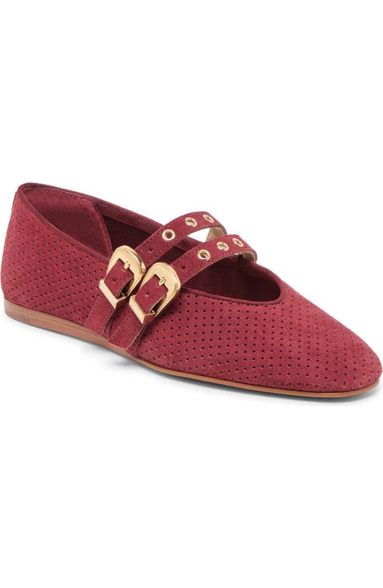 Dolce Vita Baylee Grommet Mary Jane Flat, Main, color, Oxblood Perforated Suede