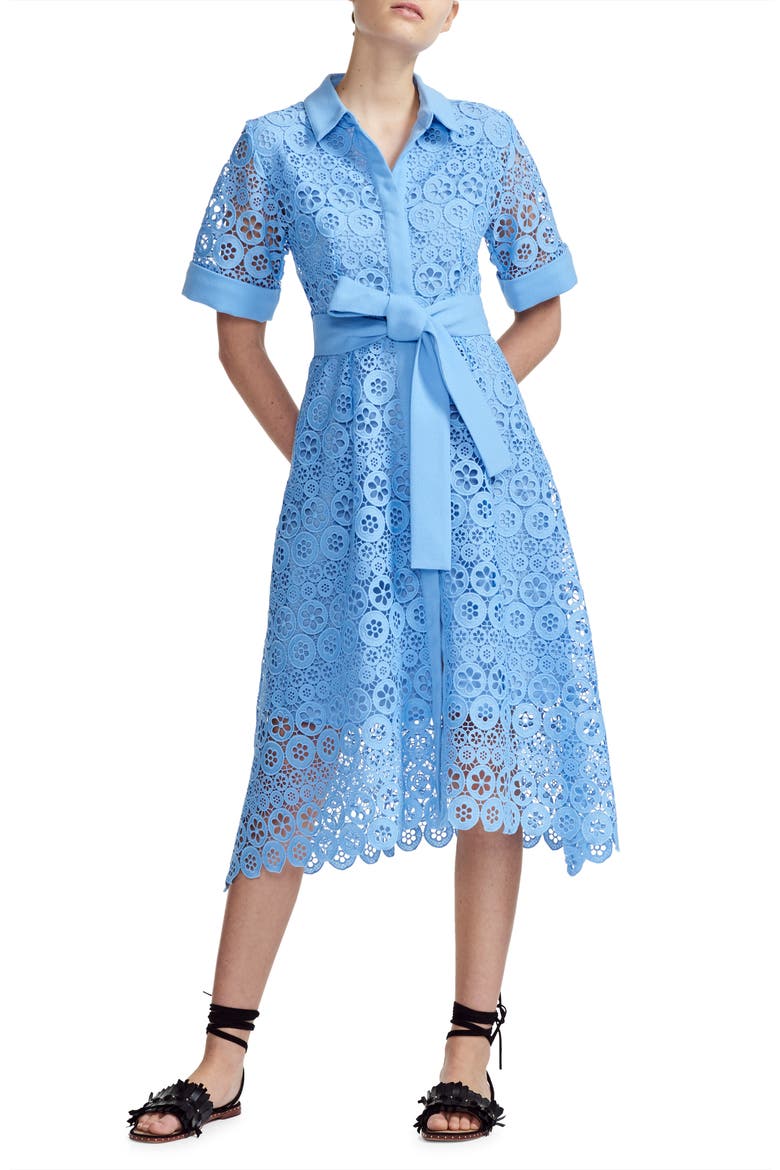 Ralfa Guipure Lace Dress, Main, color, BLUE