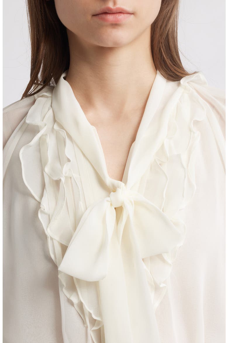 Monaco Ruffle Tie Neck Top, Alternate, color, IVORY