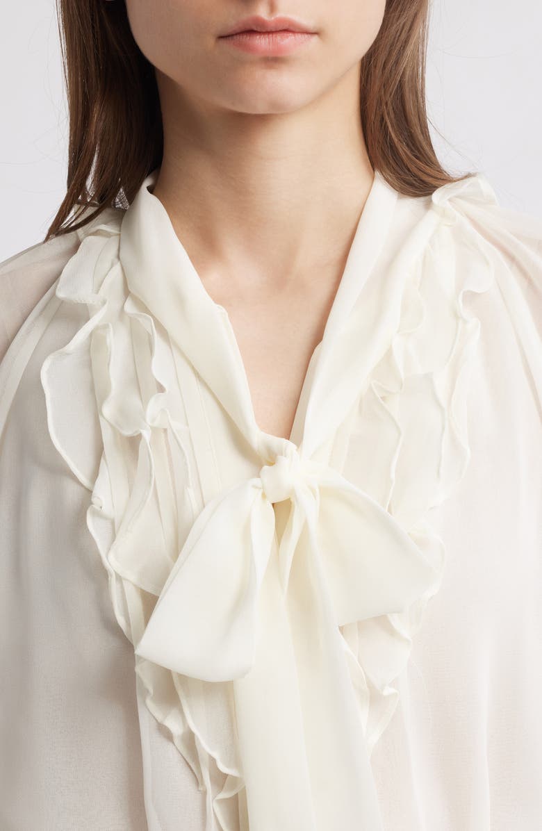KOBI HALPERIN Monaco Ruffle Tie Neck Top, Alternate, color, Ivory