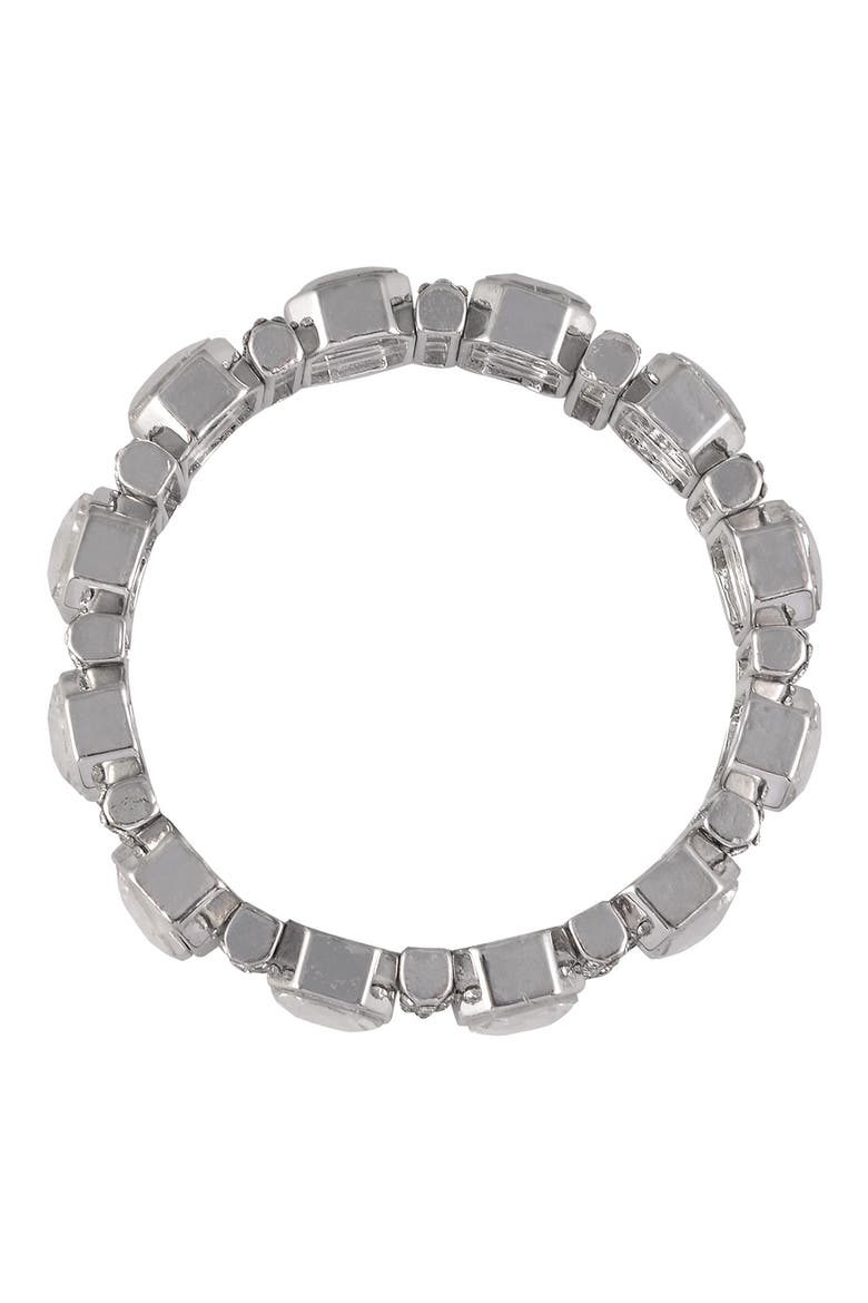Square Crystal Stretch Bracelet, Alternate, color, SILVER