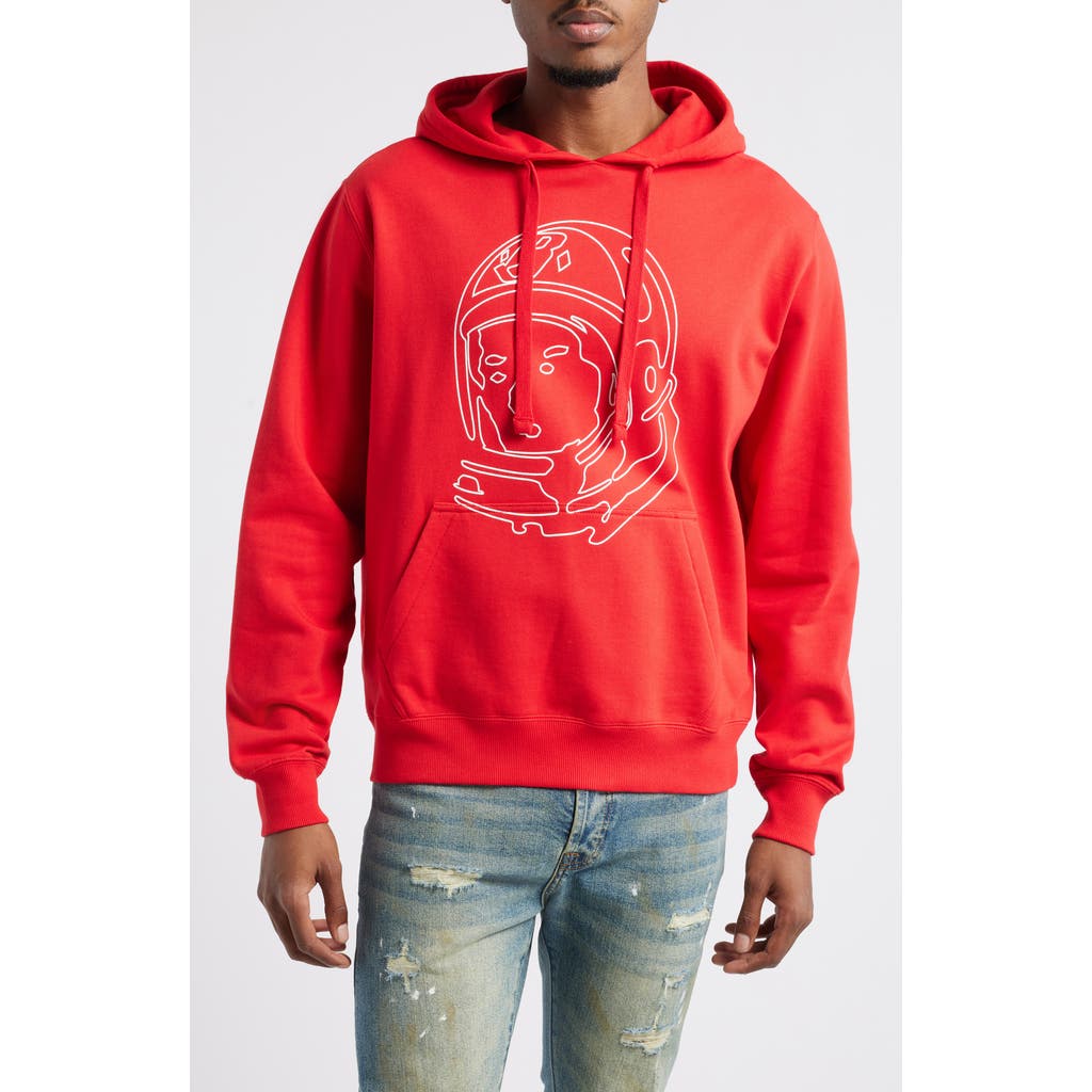 Billionaire Boys Club Line Helmet Cotton Blend Graphic Hoodie in Racing Red