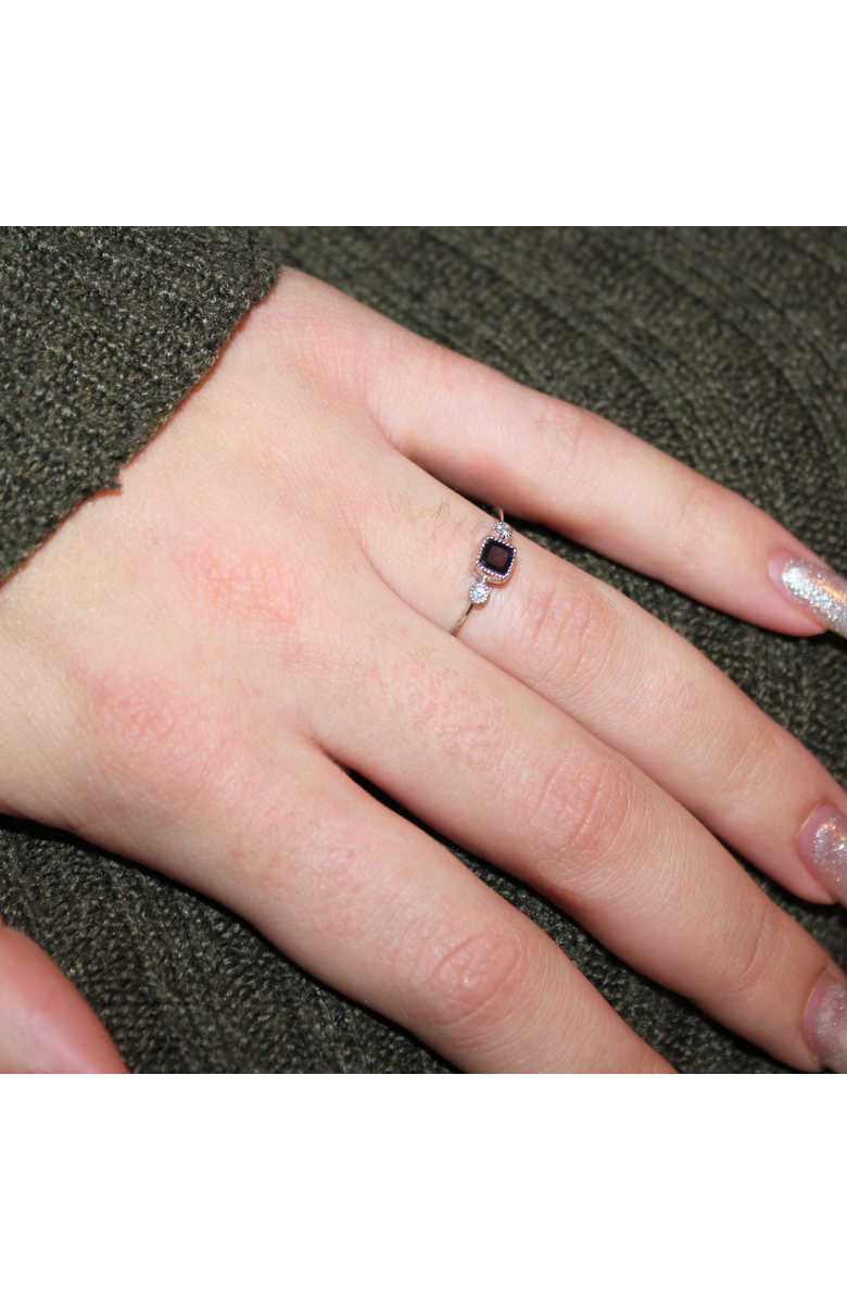 LuvMyJewelry Cushion Cut Sapphire & Diamond Birthstone Ring in 14K Gold, Alternate, color, White Gold