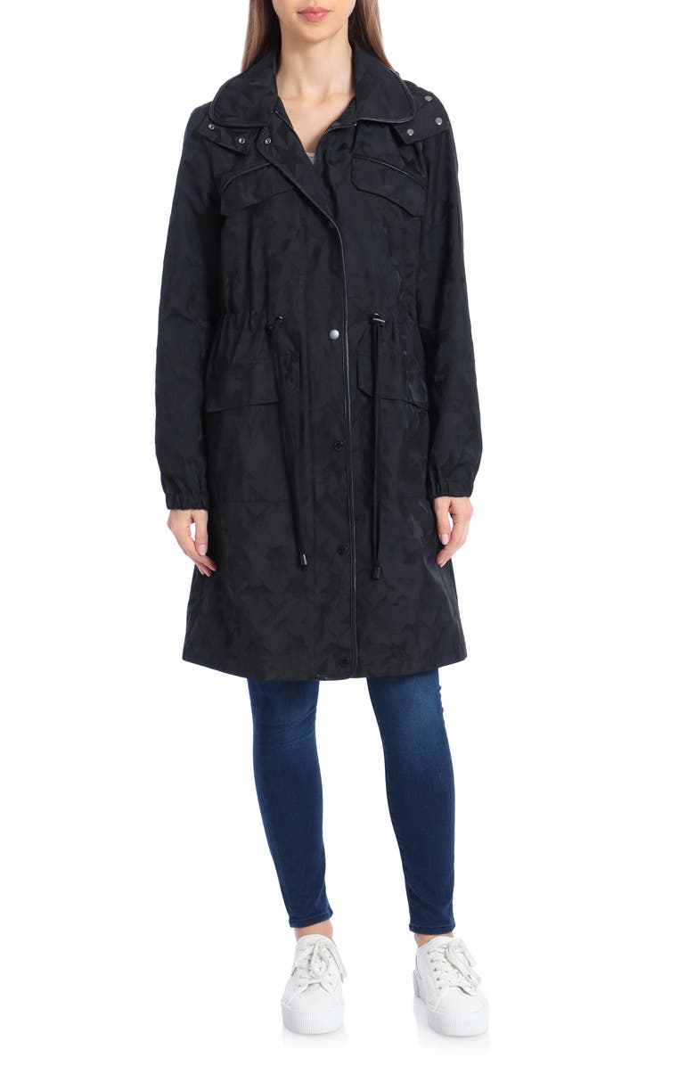 Avec Les Filles Star Jacquard Raincoat with Removable Hood, Alternate, color,