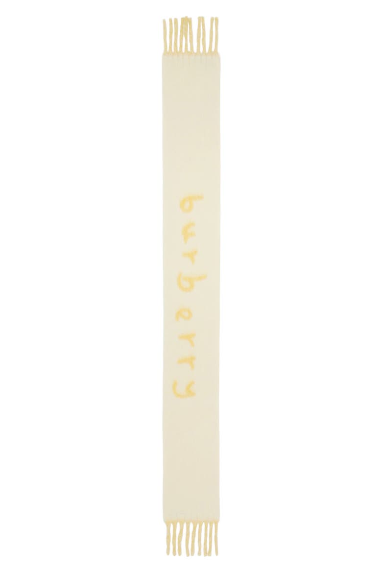 Logo Text Jacquard Reversible Alpaca & Wool Blend Fringe Scarf, Main, color, SANDSTONE