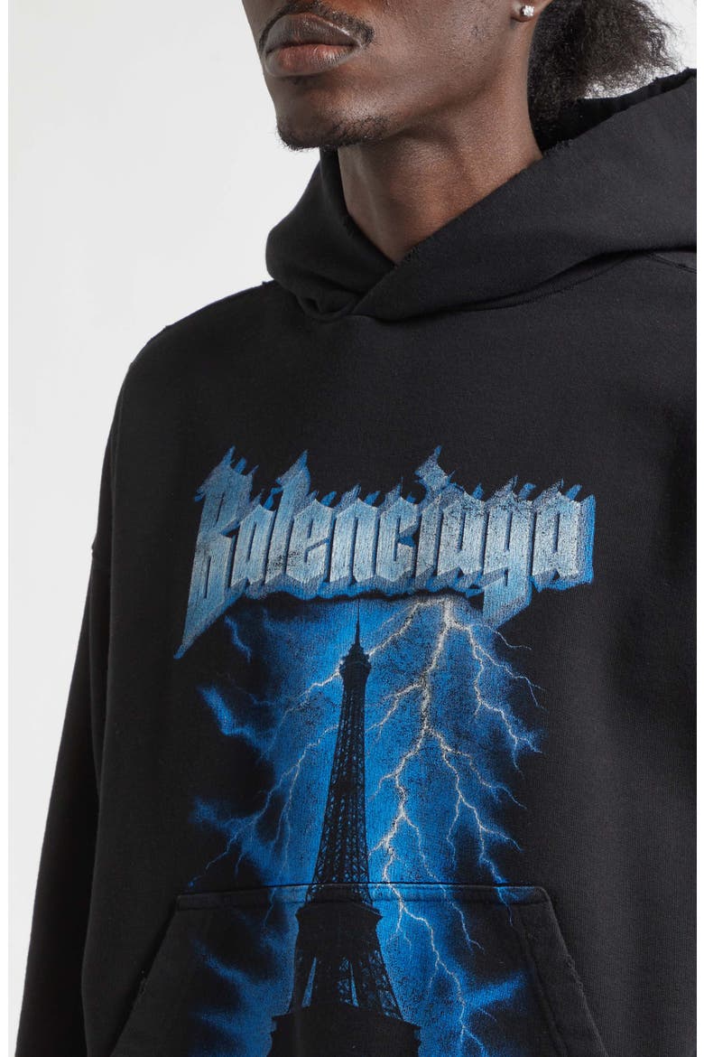 Paris Thunderstorm Medium Fit Dry Fleece Graphic Hoodie, Alternate, color, 1000 BLACK