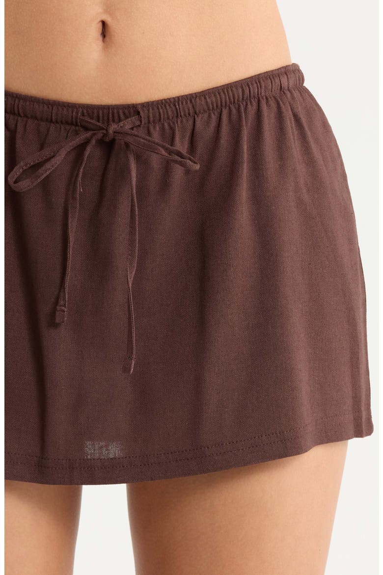 Tie Waist Miniskirt, Alternate, color, BROWN