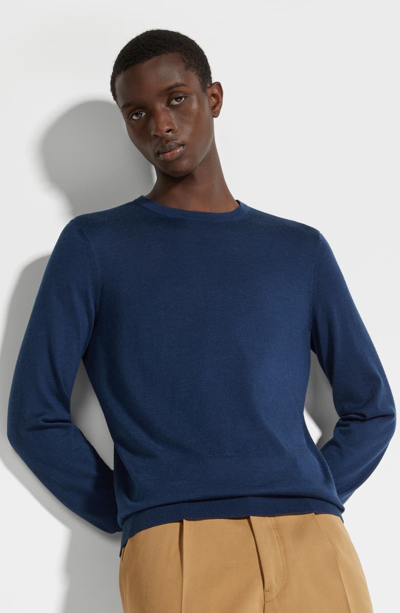 ZEGNA Cashseta Cashmere & Silk Sweater, Alternate, color, Blue Ciano