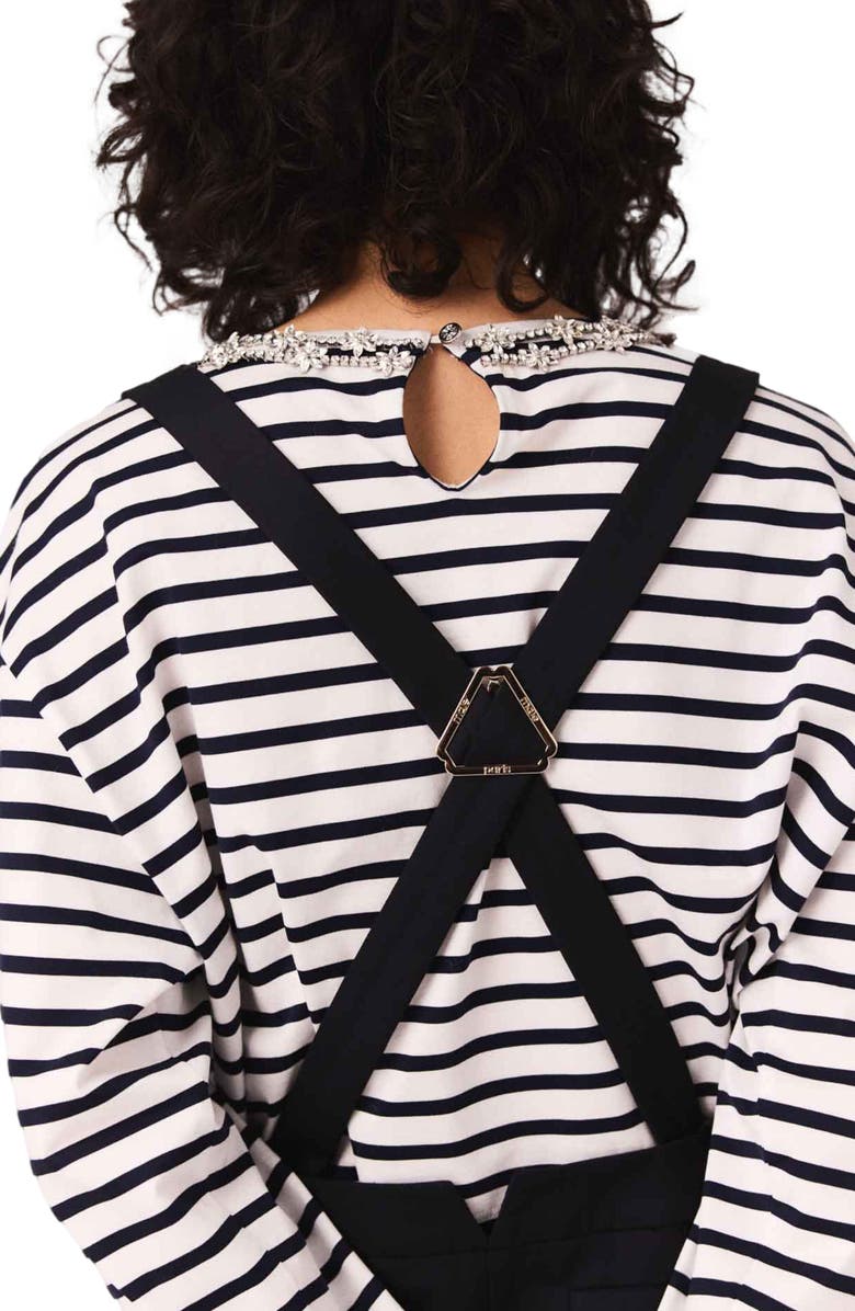 maje Pinafore strap dress, Alternate, color, Navy