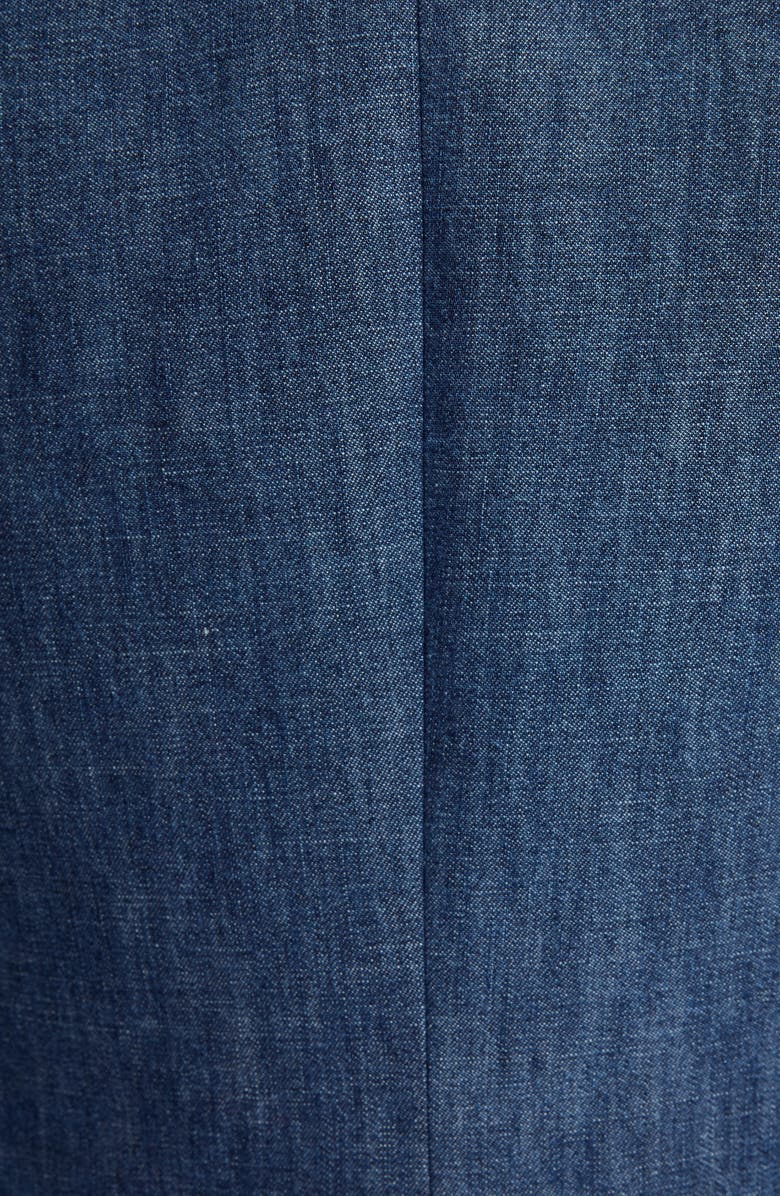 Valentino Garavani Piped Double Breasted Denim Blazer, Alternate, color, Navy