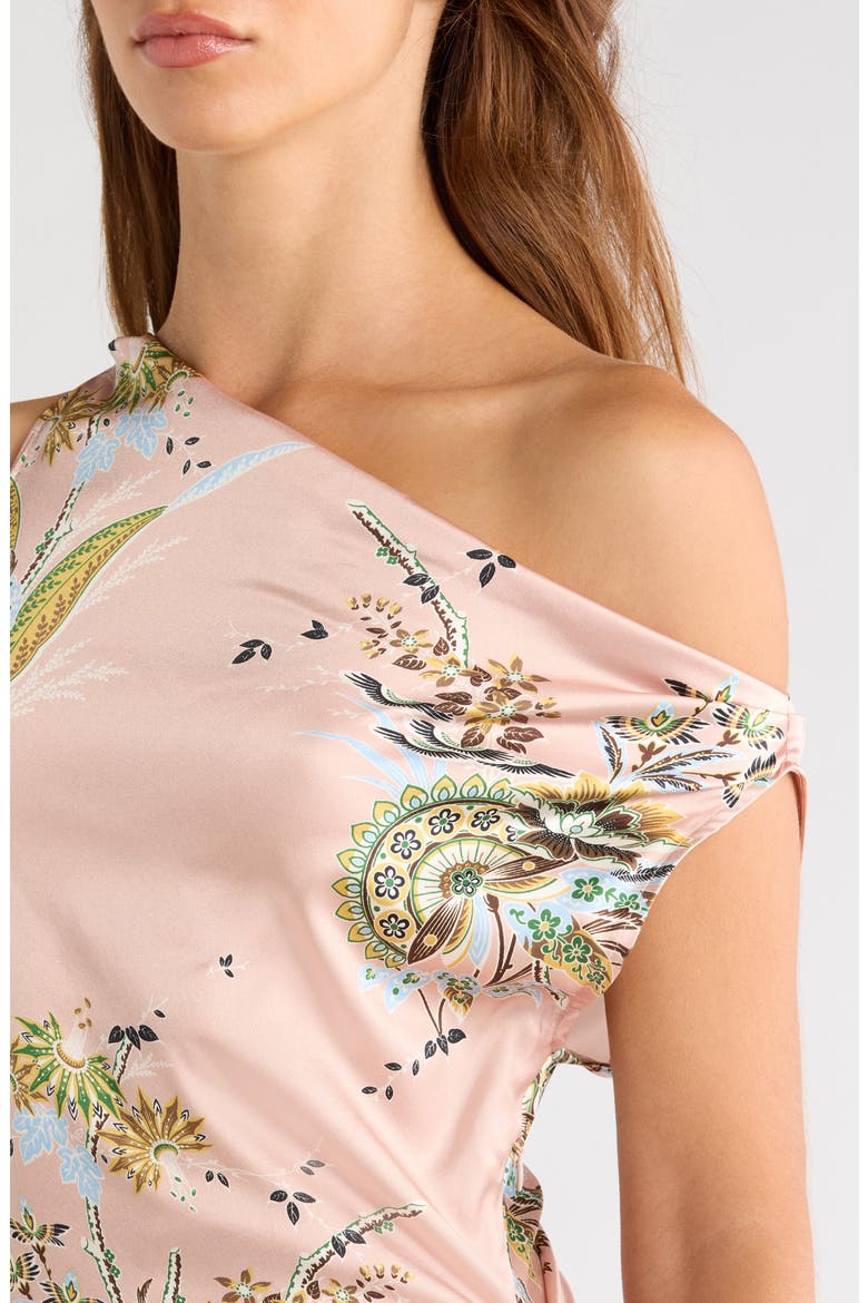 Athena One-Shoulder Ruched Silk Minidress, Alternate, color, TAPESTRY ROSE