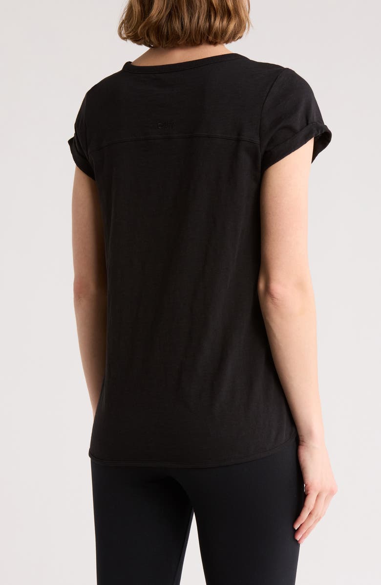 DKNY Roll Cap Sleeve T-Shirt, Alternate, color, Black