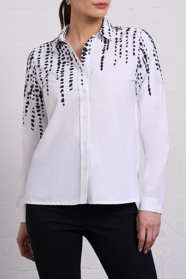 Cascading Dot Print Cotton Shirt, Alternate, color, White