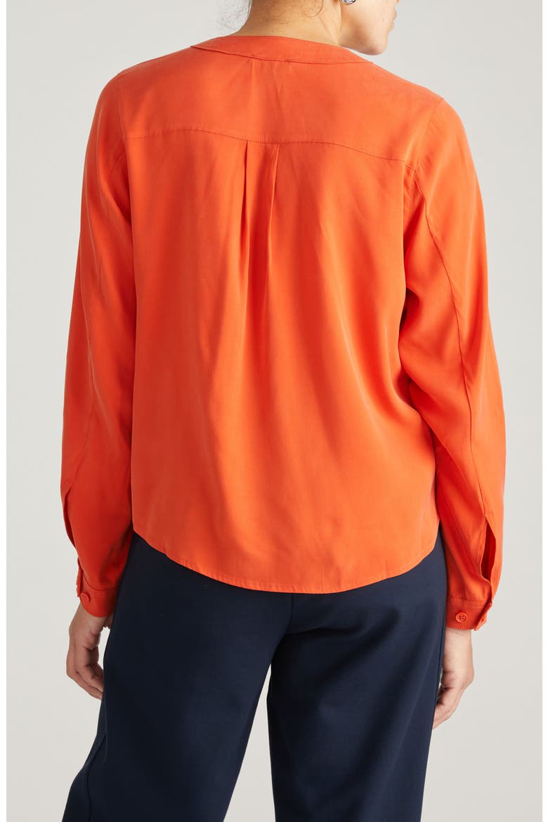 Cooling V-Neck Button-Up Shirt, Alternate, color, ORANGE FLAME