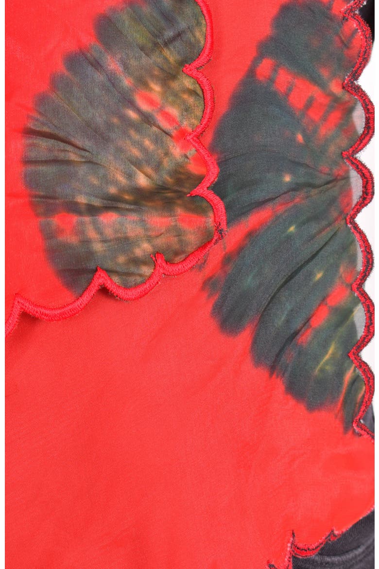Hyatt Hand Tie Dye Cutwork Scarf, Alternate, color, Red