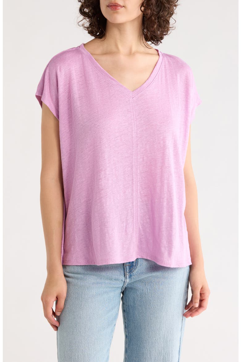 V-Neck Organic Linen T-Shirt, Main, color, FRENCH LILAC