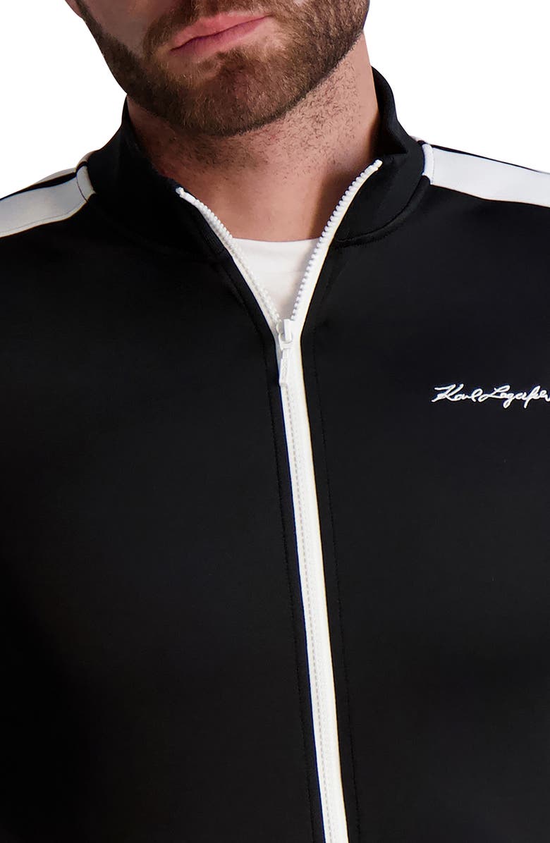 KARL LAGERFELD PARIS Signature Scuba Track Jacket, Alternate, color, 