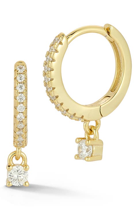 Cubic Zirconia Drop Hoop Earrings