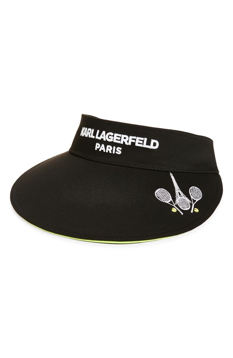 KARL LAGERFELD PARIS Tennis Embroidered Visor, Main, color, 