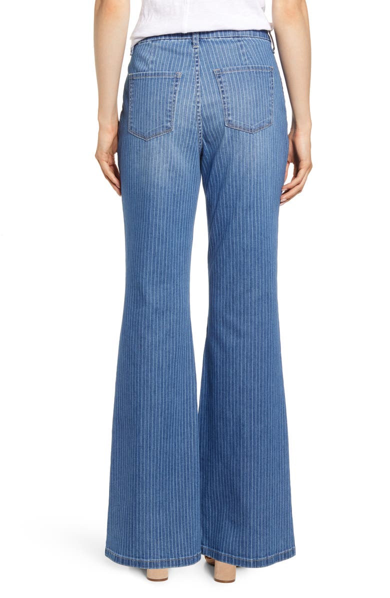 Wash Lab Denim Pinstripe Flare Leg Jeans, Alternate, color,