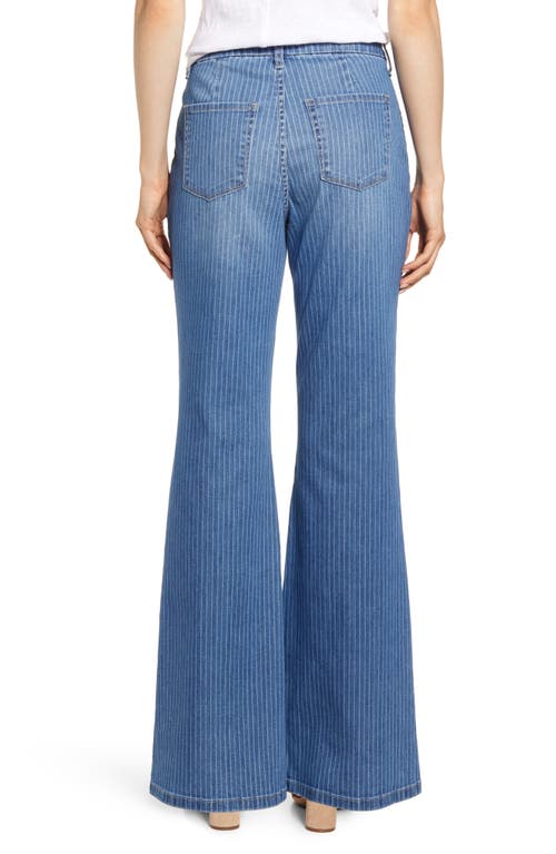 Wash Lab Denim Pinstripe Flare Leg Jeans In Blue