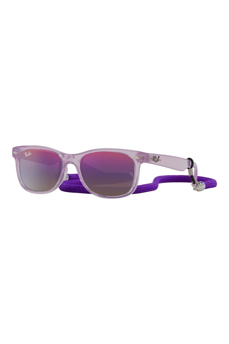 Kids' Junior Wayfarer 47mm Gradient Square Sunglasses, Alternate, color, GREEN MIRROR