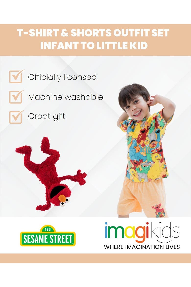 2-Piece T-Shirt and Shorts Set, Alternate, color, Elmo Orange
