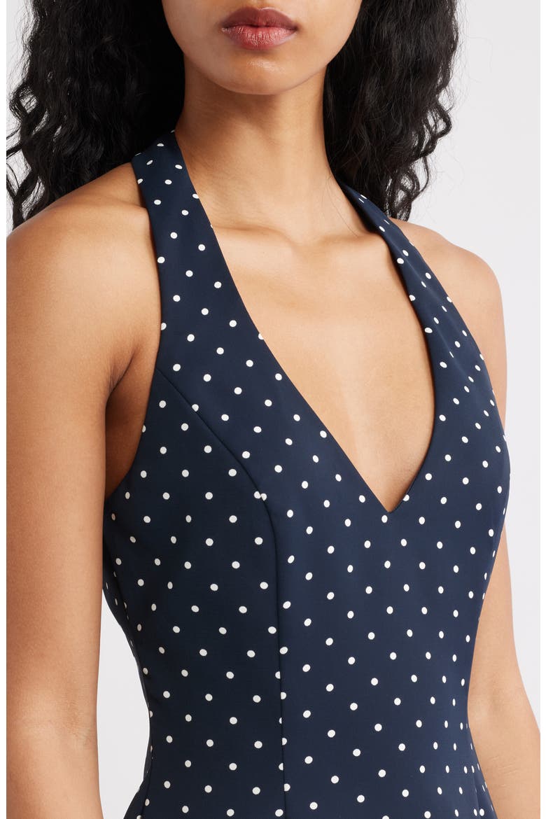 Polka Dot Halter Minidress, Alternate, color, NAVY POLKA DOT