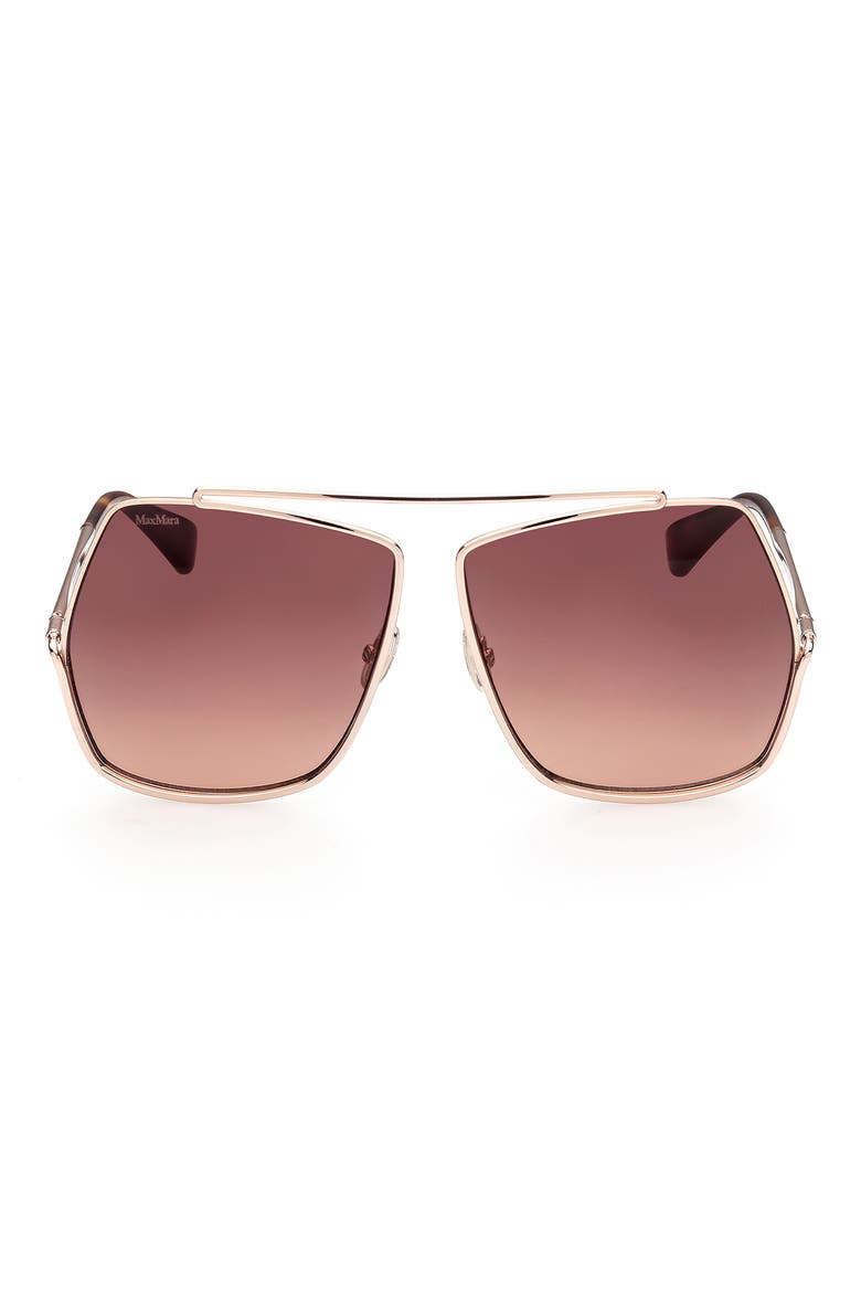64mm Geometric Sunglasses, Main, color, ROSE GOLD/ GRADIENT BROWN