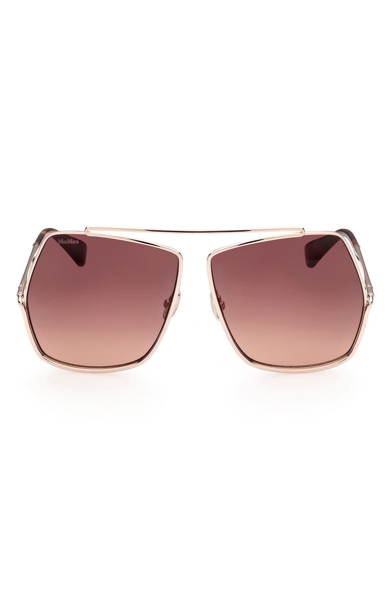 Max Mara 64mm Geometric Sunglasses, Main, color, Rose Gold/ Gradient Brown