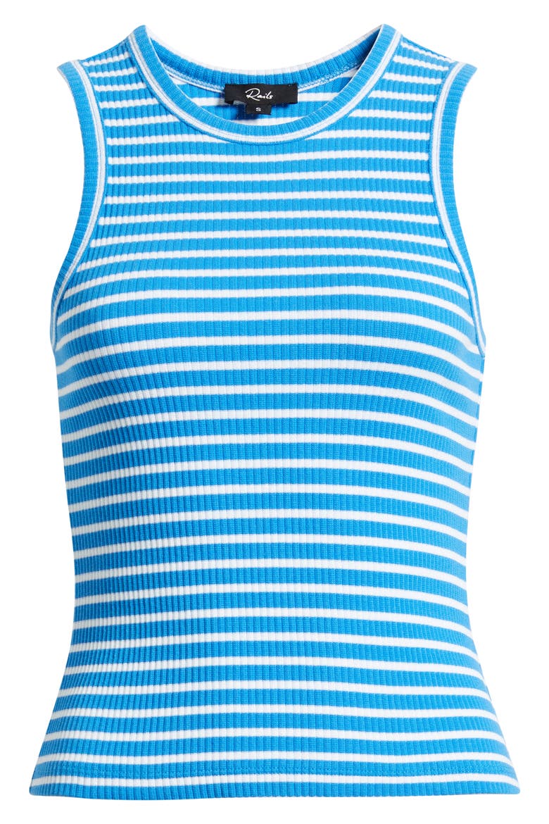 The Racer Stripe Rib Knit Tank, Alternate, color, CHAMBRAY BLUE STRIPE